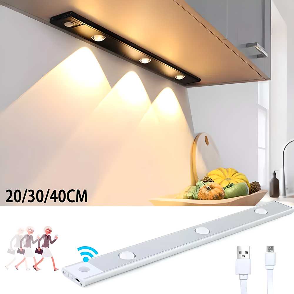LED PIR motion sensor cabinet light with USB rechargeable