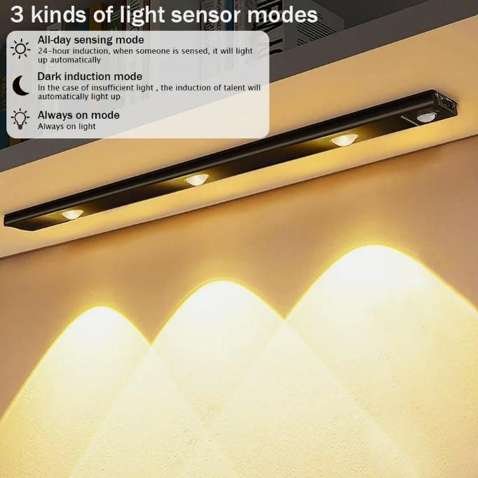 LED PIR motion sensor cabinet light with USB rechargeable